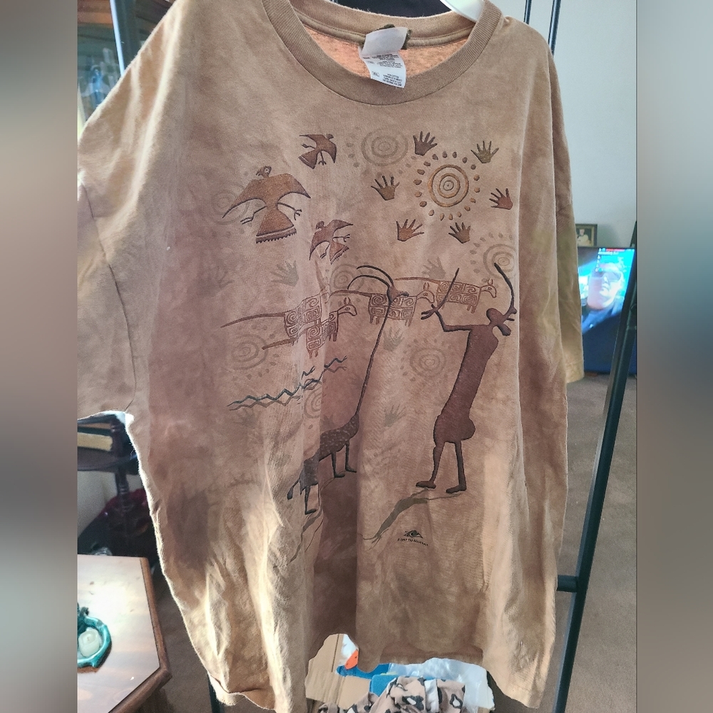 Plus Size Marbelized Tan/taupe, Native American Heiroglyphics. Gorgeous.